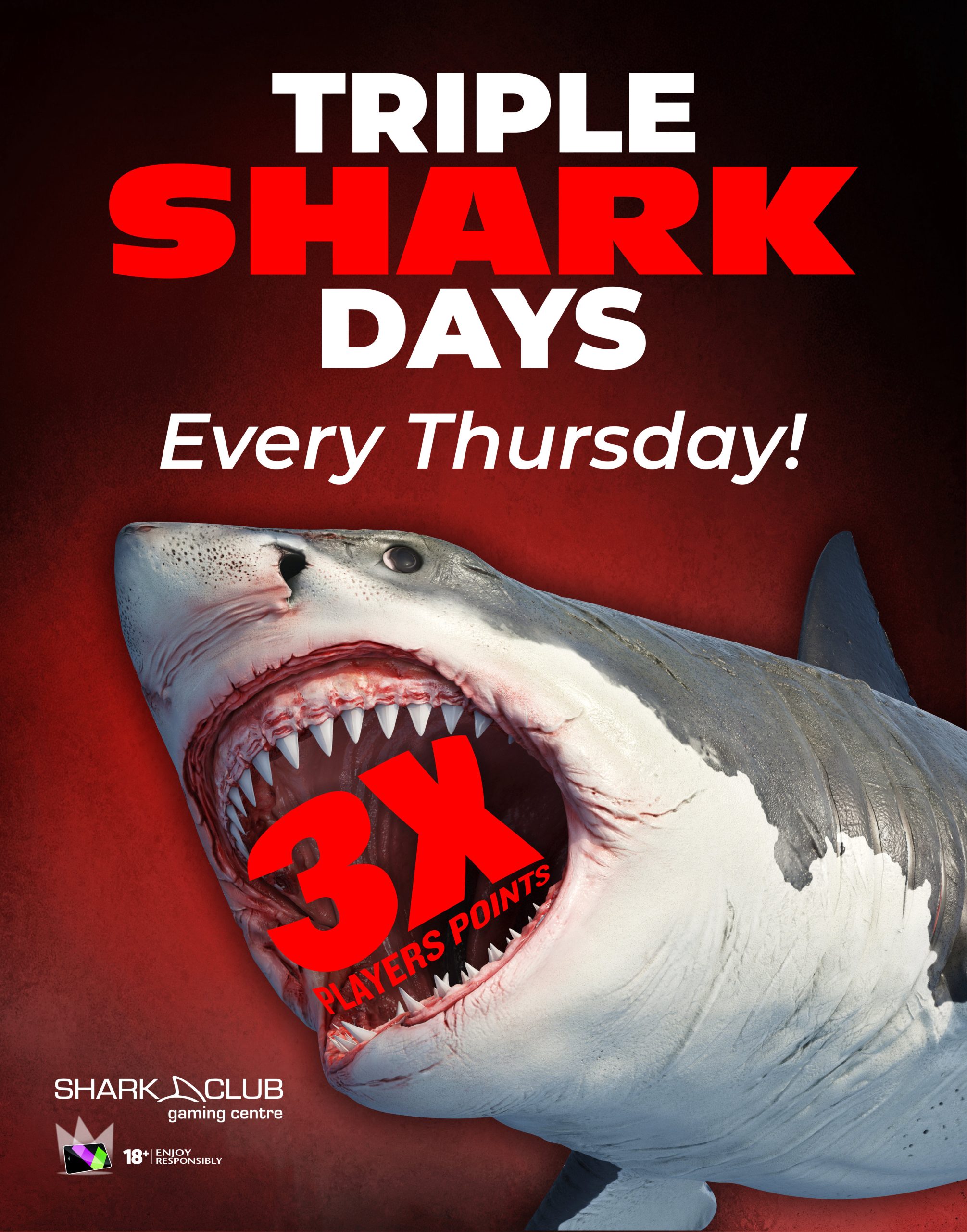 Triple Shark Days 3X player points every Thursday!